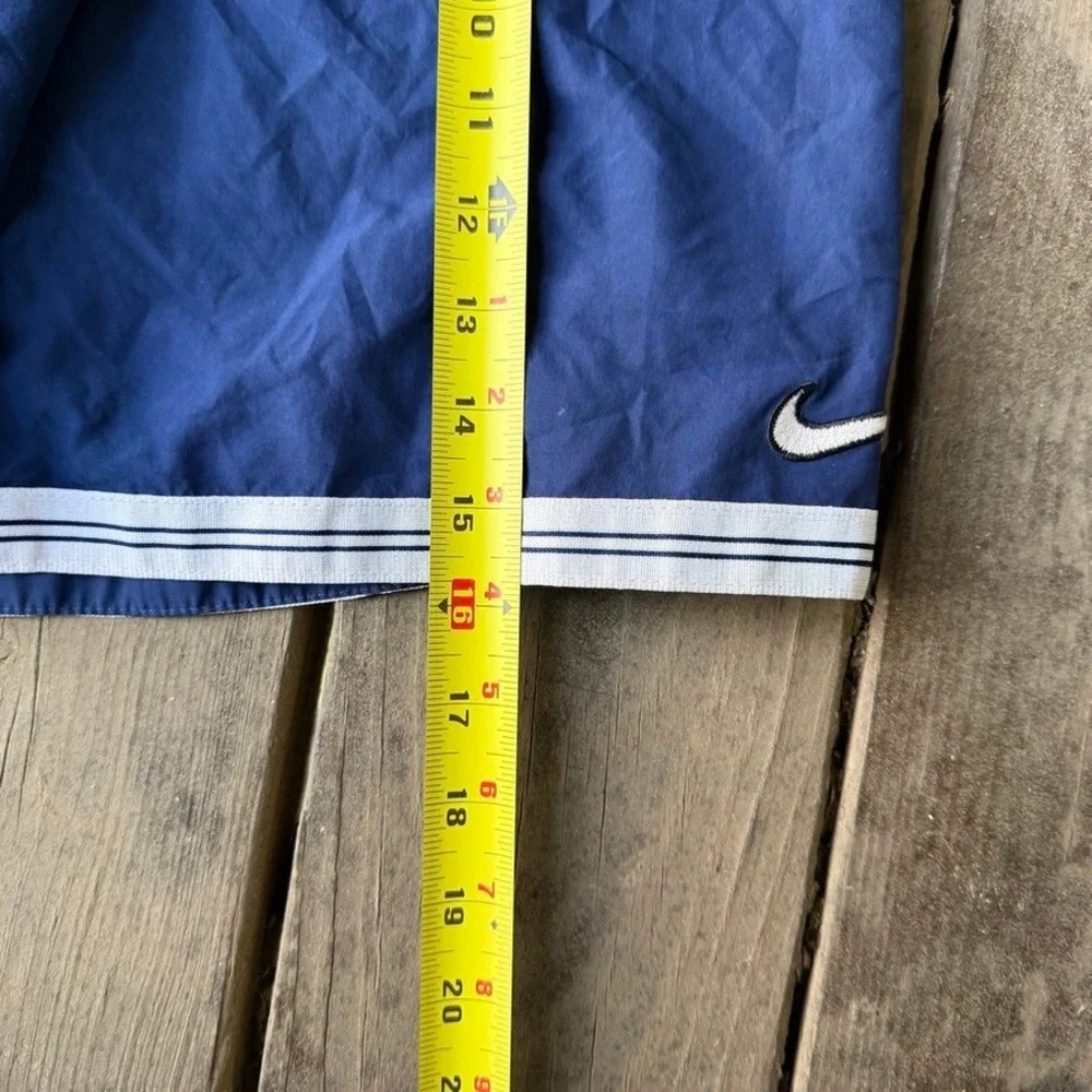 Vintage Nike Womens Blue Nylon Athletic Running Shorts Y2K Striped